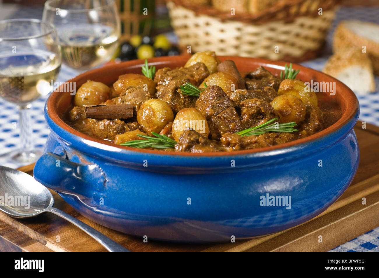 Stifado meat stew Greece Food Stock Photo