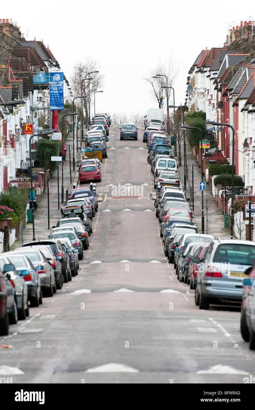 Speed bumps on residential road in Haringey, London, England, UK Stock Photo