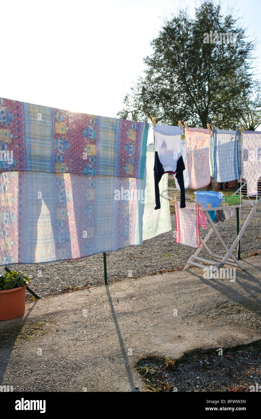 laundry drying outside in the sun Stock Photo Alamy