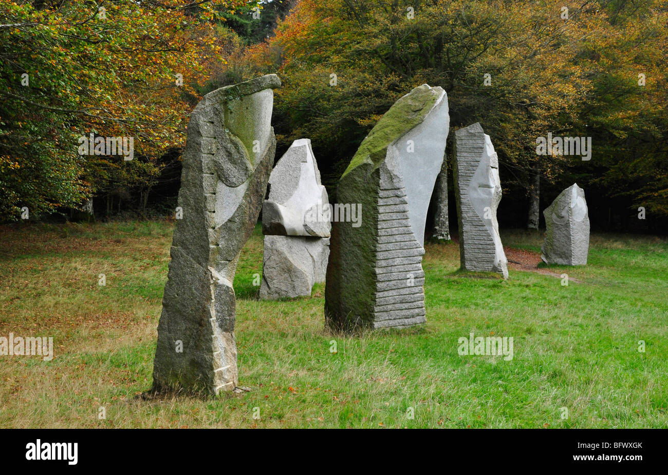 Standing Stones at Heavens gate, Longleat Wilts Stock Photo