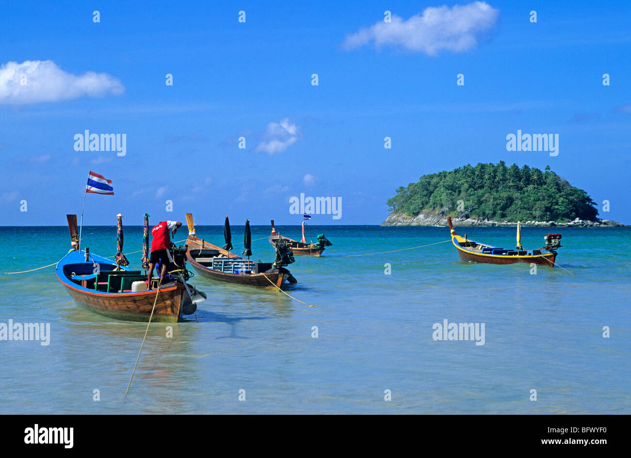 Longtail Boats At Kata Beach Koh Phuket Thailand
