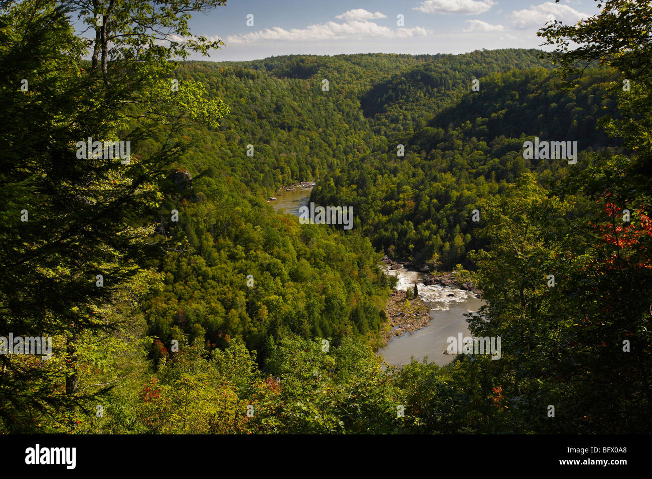 Gauley River and West Virginia mountains in Fall landscape overlook hi