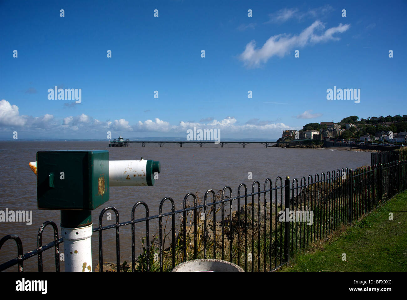 Clevedon North Somerset UK Pier Beach Sea Severn Estuary Stock Photo