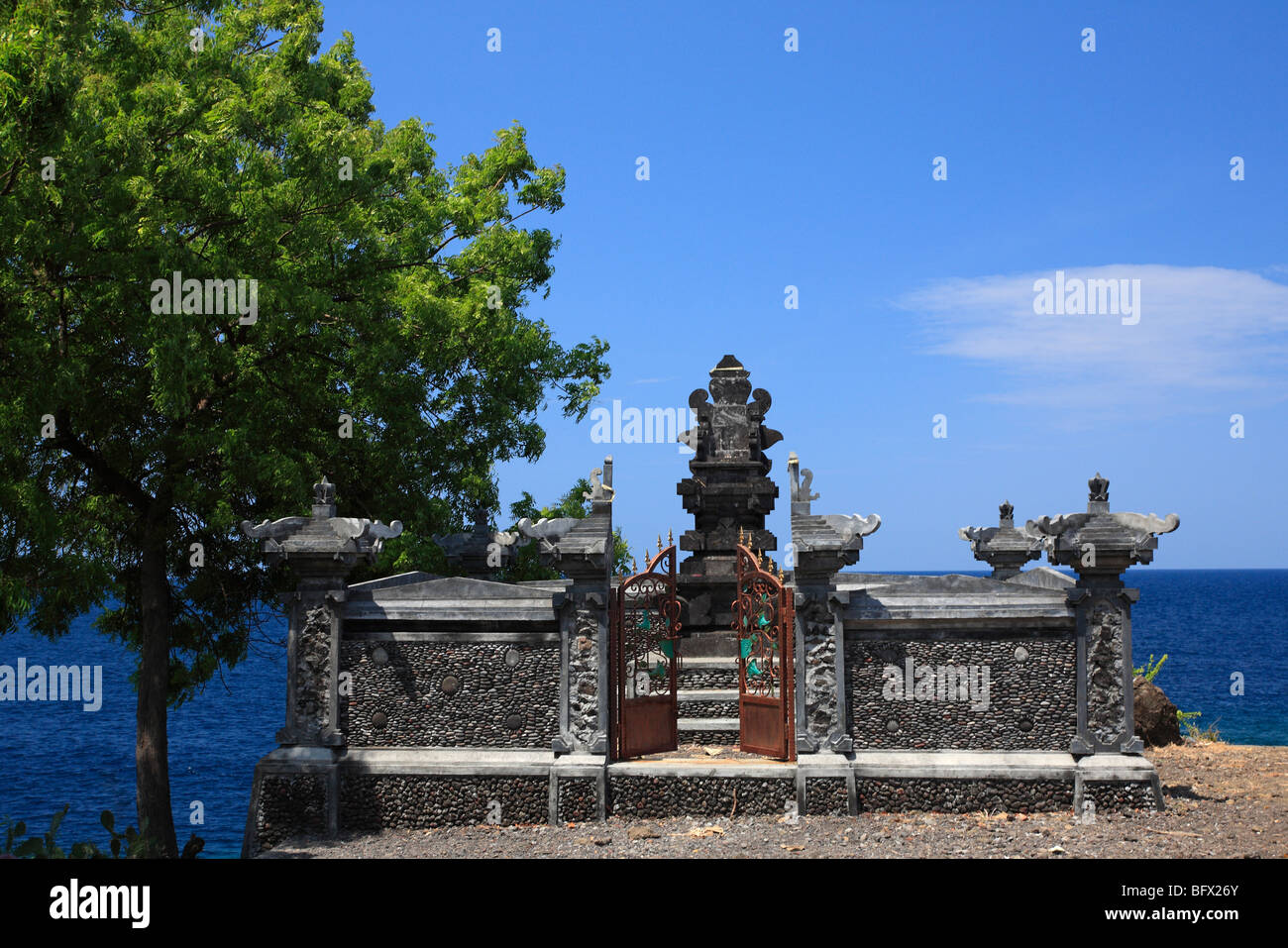 A Hindu Temple, at Tulamben, on the north east coast of Bali Stock Photo