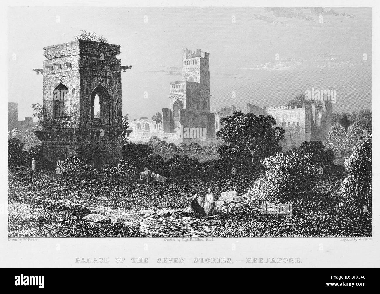 BRITISH INDIA Sat Manzili FINDEN 1858 Palace of the seven stories Bijapur 