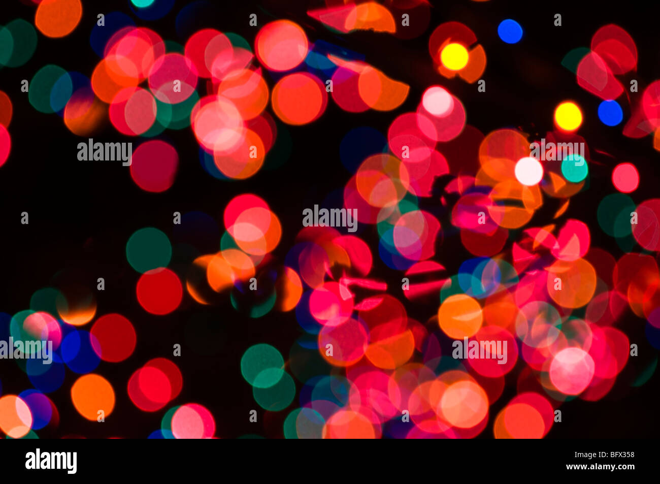 Christmas light abstract glows with vibrant color. Stock Photo