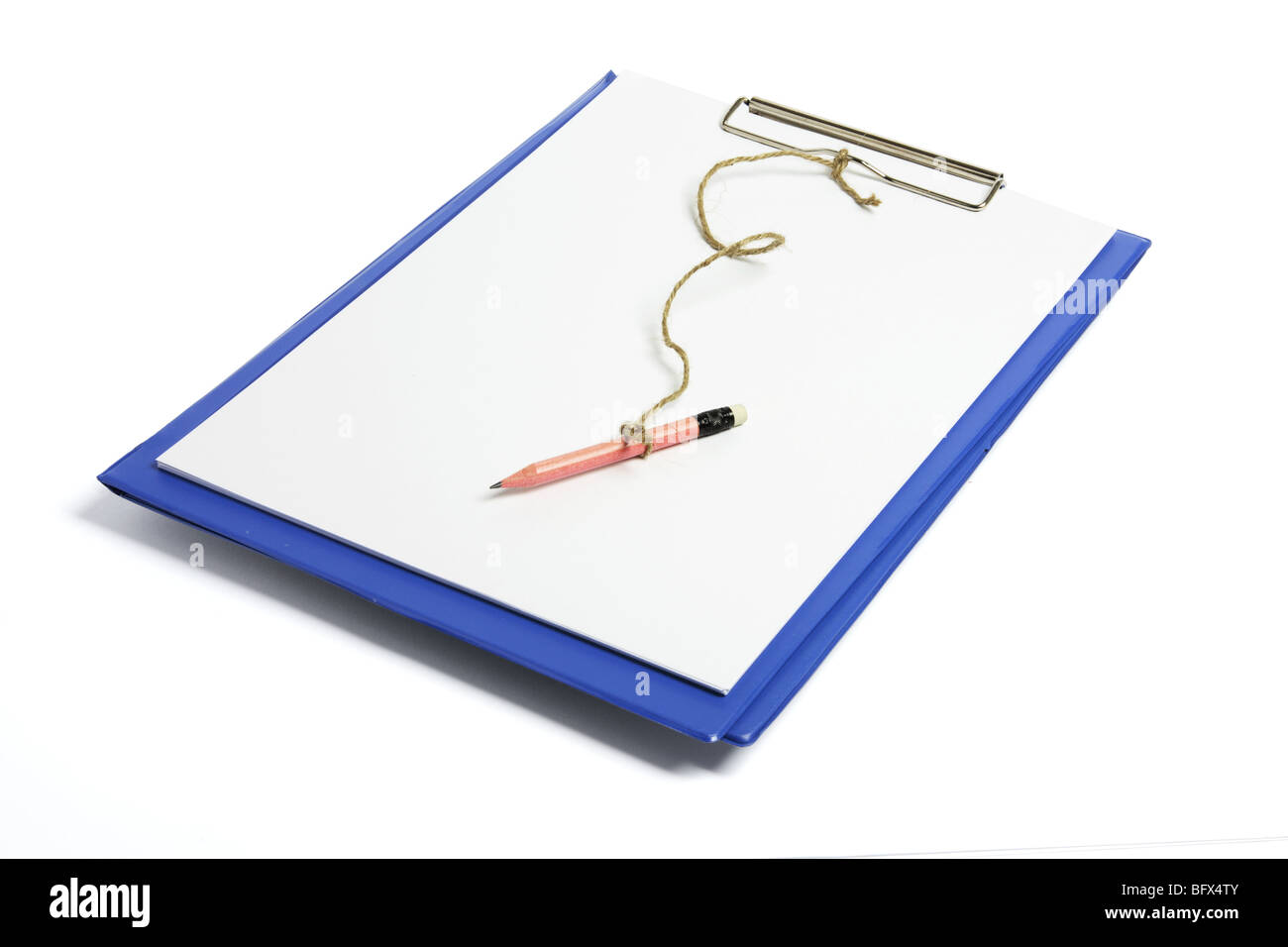 Clipboard with Papers and Pencil Stock Photo