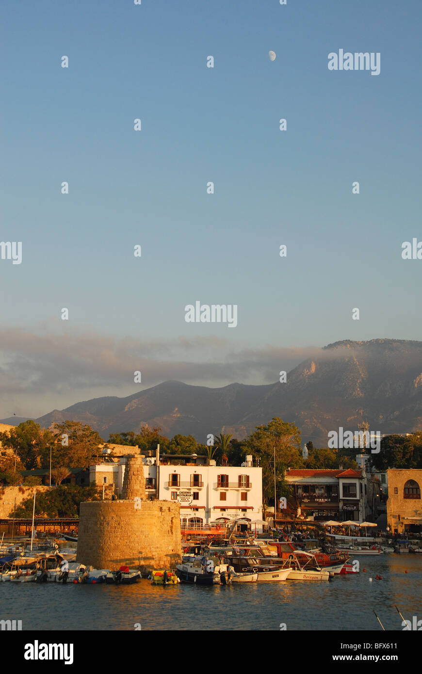 NORTH CYPRUS. Evening light on Kyrenia harbour. 2009 Stock Photo Alamy