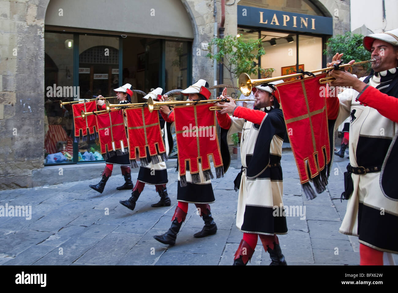 Italy,Tuscany,Arezzo,a medieval costume parade in Corso Italia Stock Photo