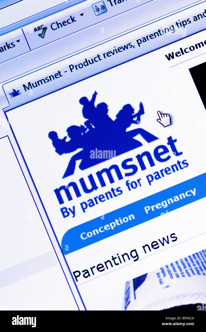 Macro screenshot of the influential Mumsnet parenting website which has grown so popular that both UK Prime Minister Gordon Brown and opposition leader David Cameron have taken part in web chats. Editorial use only. Stock Photo