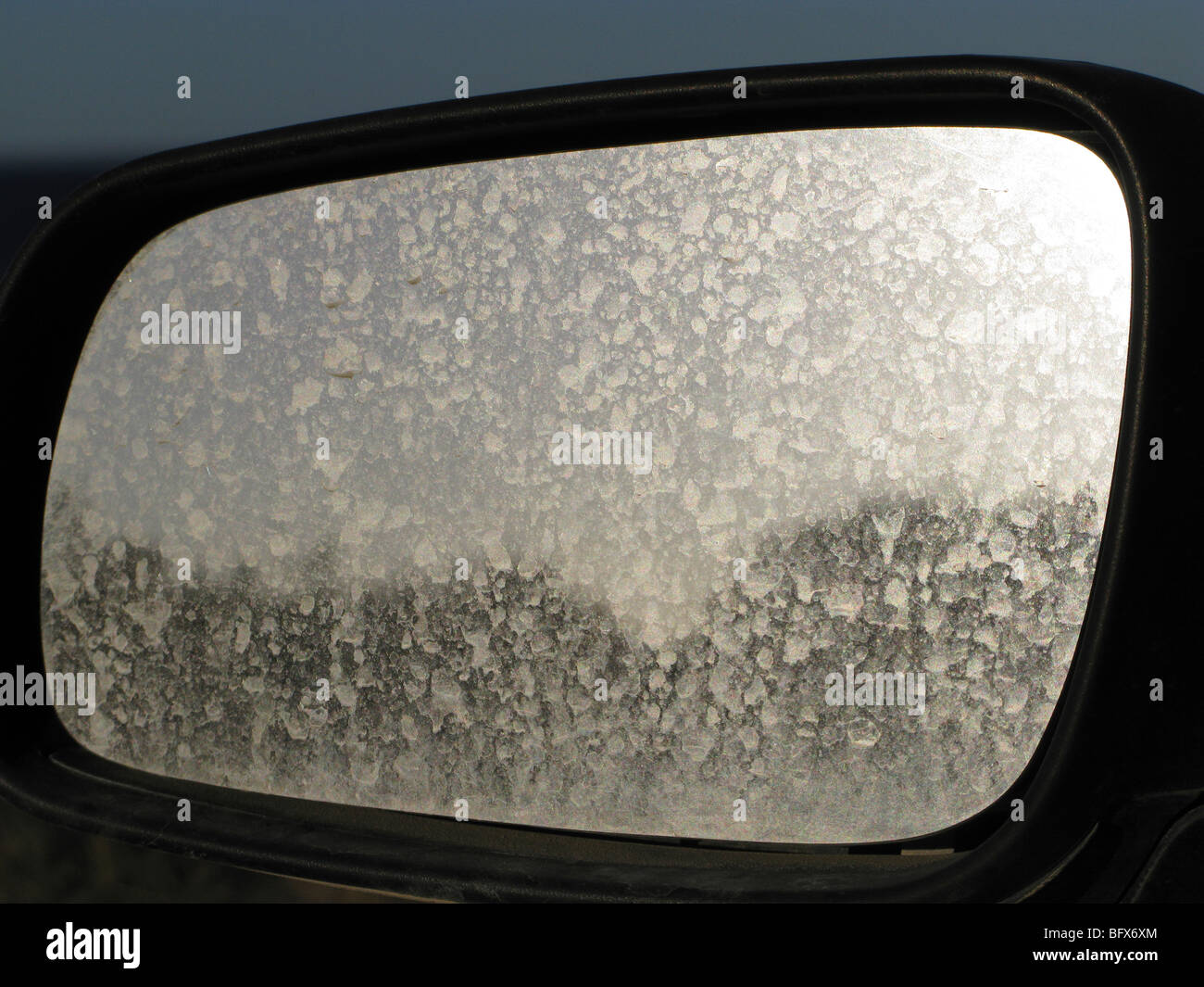 rear mirror stained with dust and drops Stock Photo Alamy
