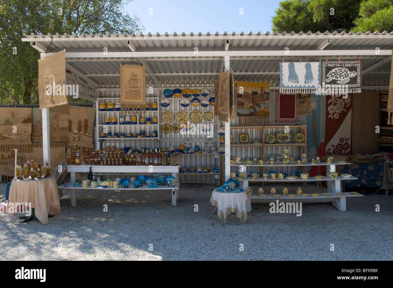Greece. Zakynthos. Zakinthos, Zante Roadside shops market selling