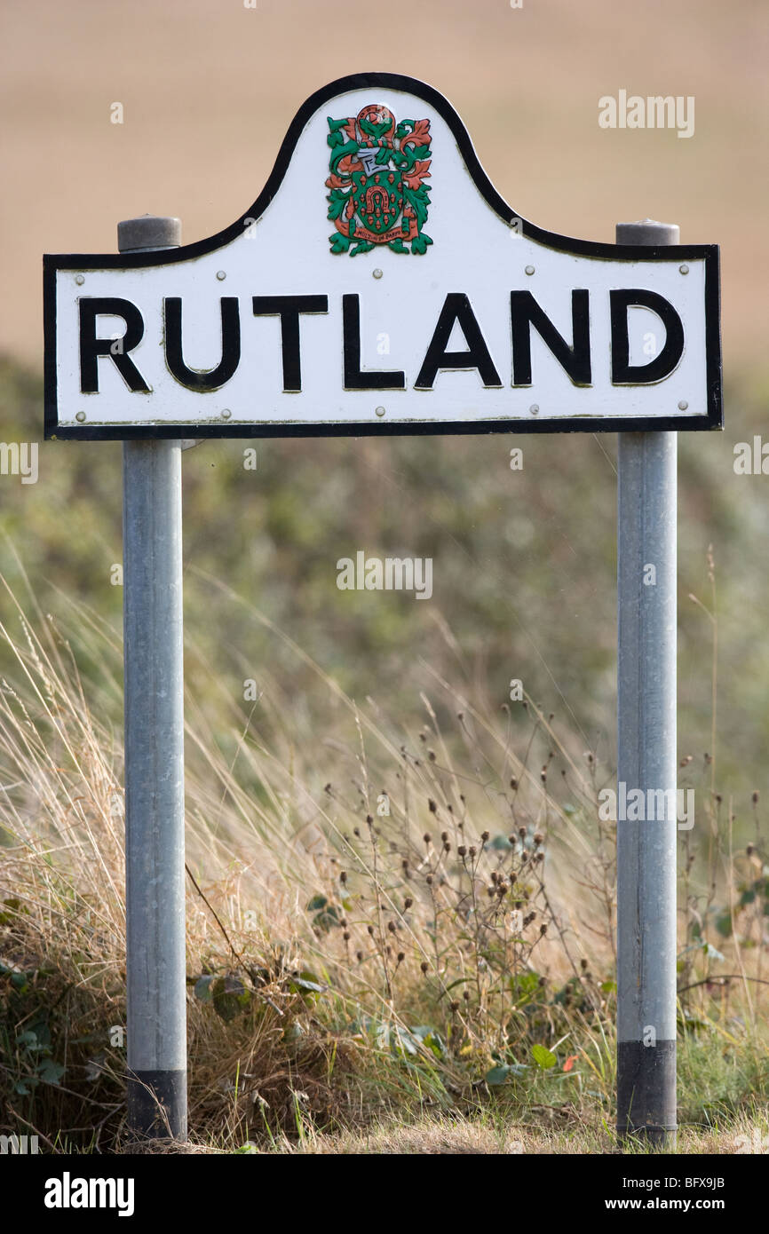 Rutland County Sign England's smallest County Stock Photo