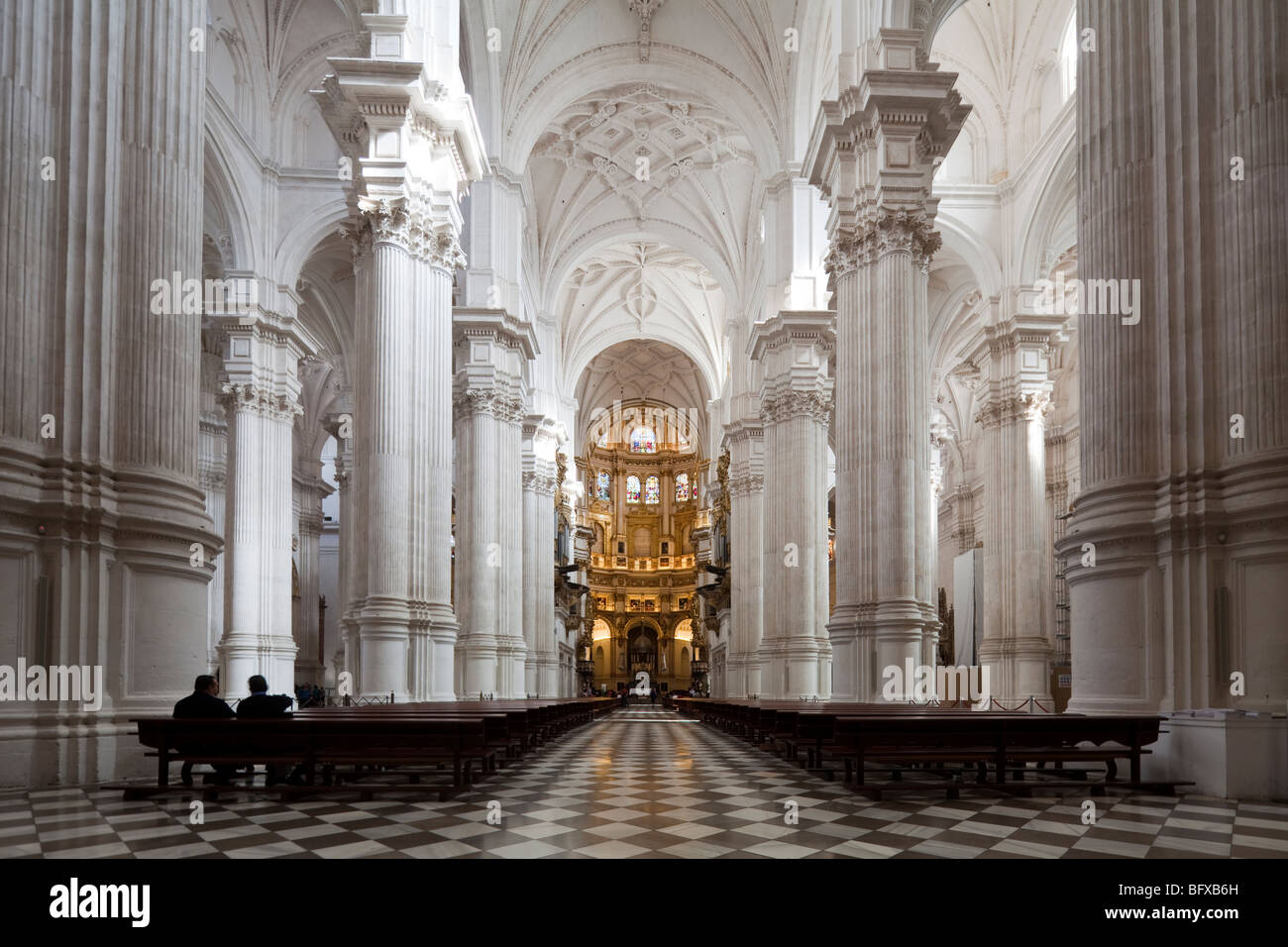 view of main nave cathedral, Granada, Andalusia, Spain Stock Photo