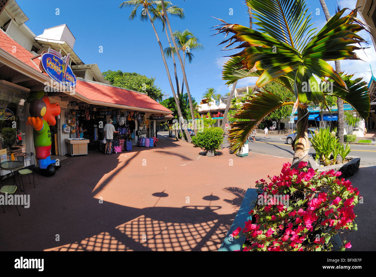 Kona Inn shopping village, Kailua Kona, The Big Island of Hawaii Stock Photo