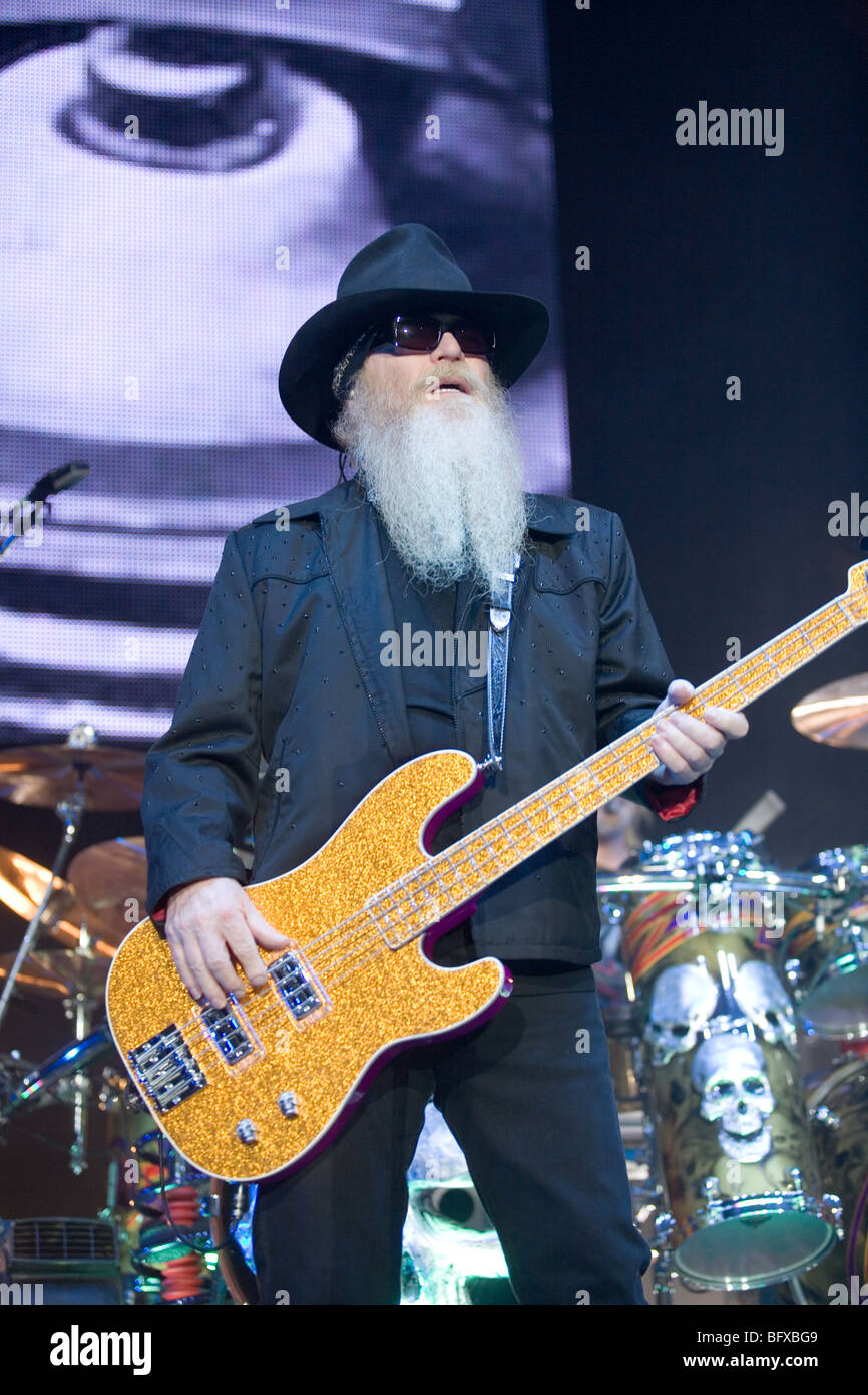 BUDAPEST-OCTOBER 15: ZZ TOP performs on stage at Sportarena Stock Photo