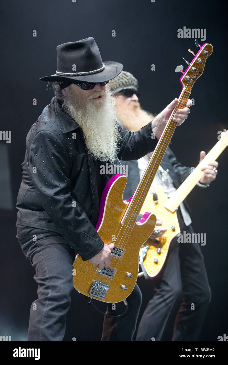 BUDAPEST-OCTOBER 15: ZZ TOP performs on stage at Sportarena Stock Photo