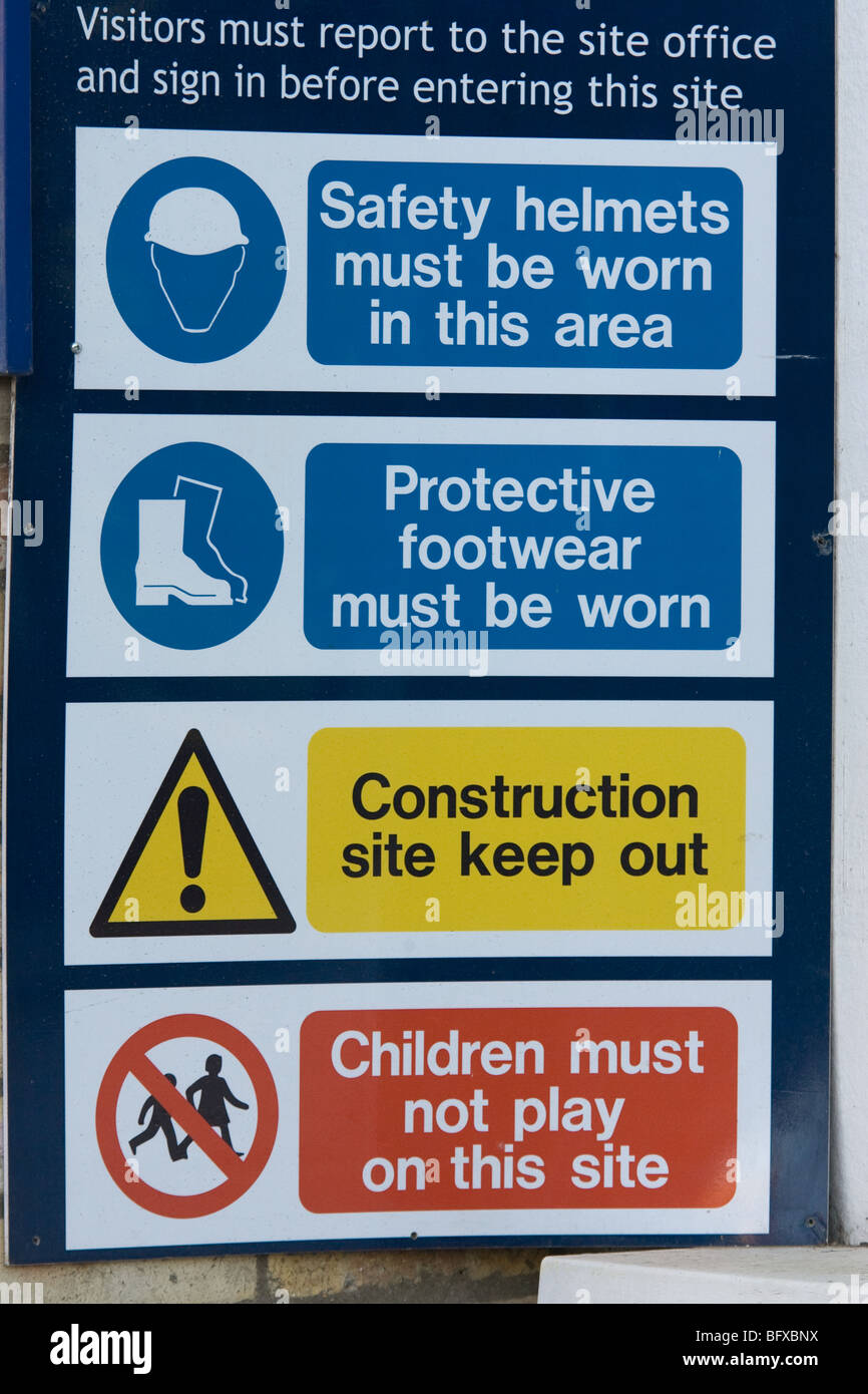 Safety Notices On A Construction Site Stock Photo Alamy