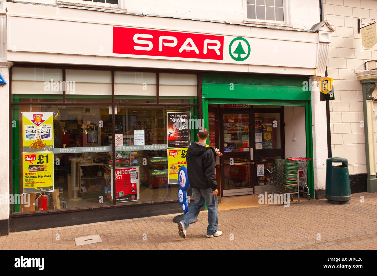 The Spar mini supermarket shop store in the high street in Halesworth,Suffolk,Uk Stock Photo