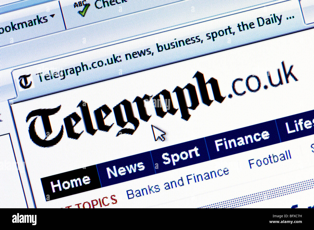 Macro screenshot of telegraph.co.uk - the online edition of The Daily Telegraph newspaper. Editorial use only. Stock Photo