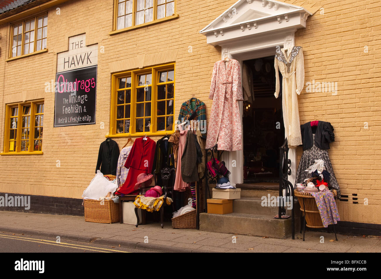 The Gladrags vintage fashion & retro lifestyle clothing Shop store in Halesworth,Suffolk,Uk Stock Photo