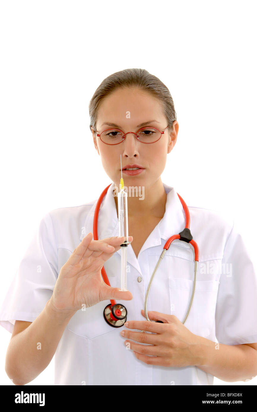 Krankenschwester mit einer Spritze, nurse with injection Stock Photo - Alamy