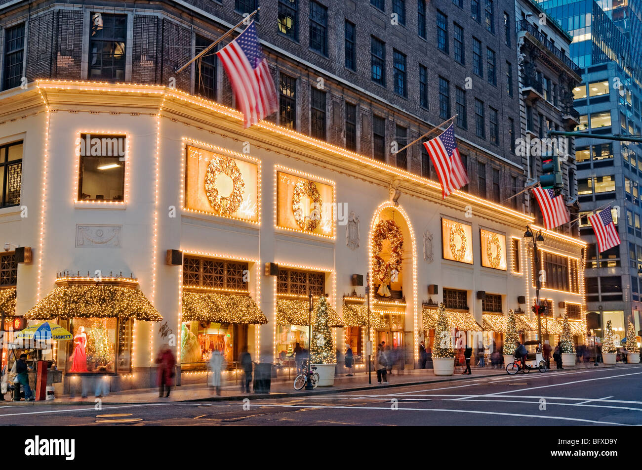 Christmas Windows at Lord & Taylor New York City Fifth Avenue Stock Photo