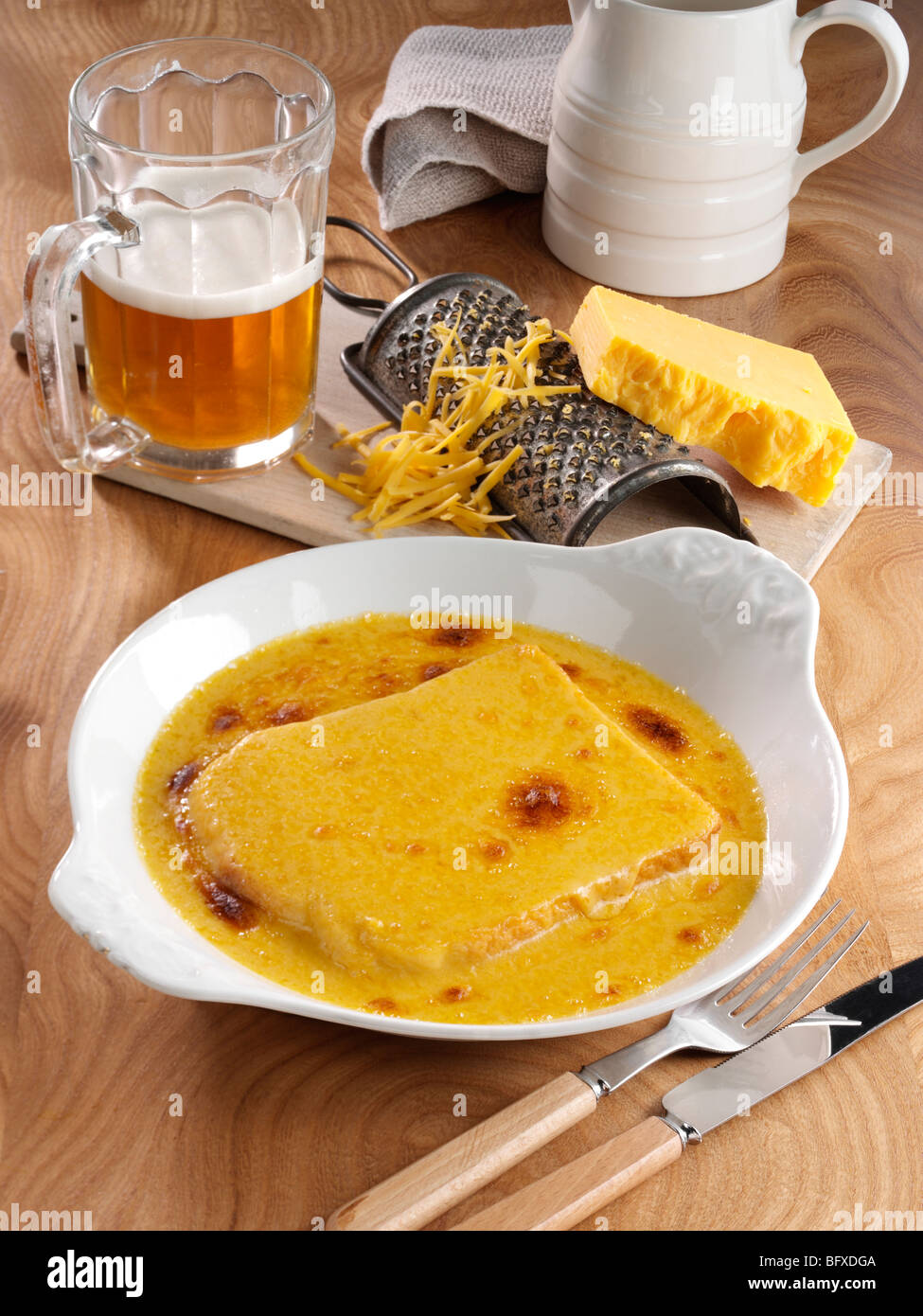 A dish of cheese rarebit Stock Photo