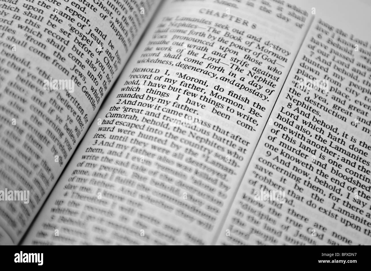 The Book Of Mormon, from the Church of Jesus Christ of Latter Day Saints Stock Photo