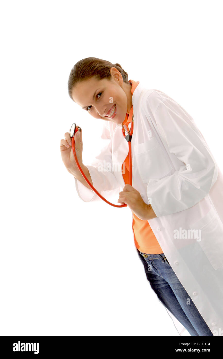 Aerztin mit Stethoskop, female doctor with stethoscope Stock Photo