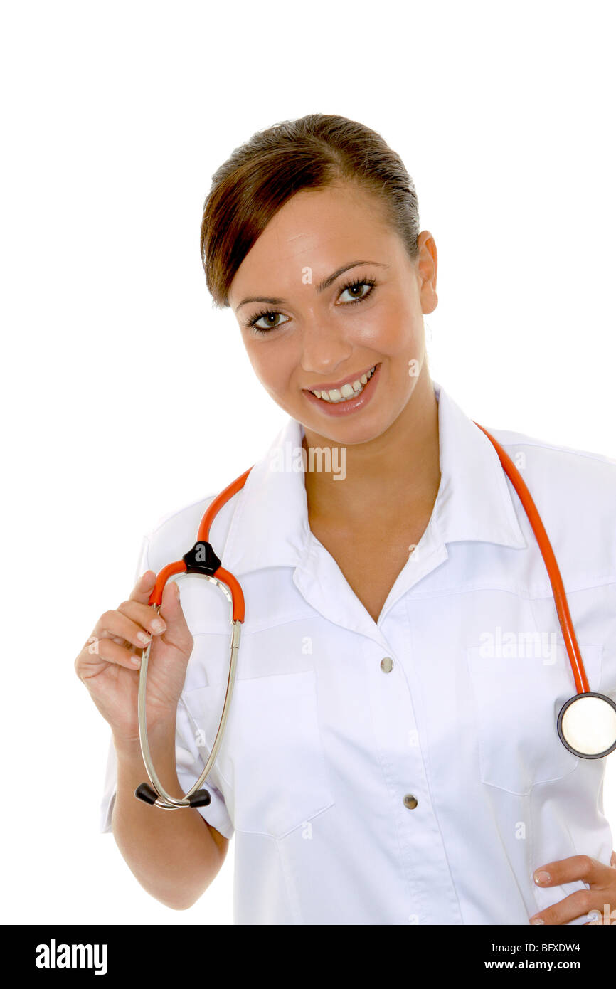 Krankenschwester mit Stethoskop, nurse with stethoscope Stock Photo