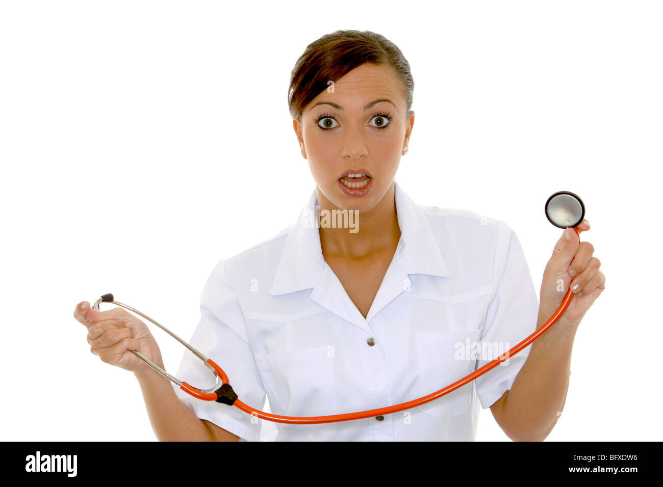 Krankenschwester mit Stethoskop, nurse with stethoscope Stock Photo
