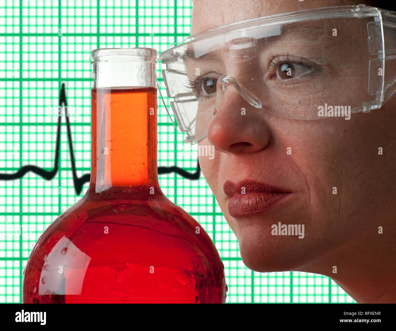 medical technician and beaker in hospital lab Stock Photo