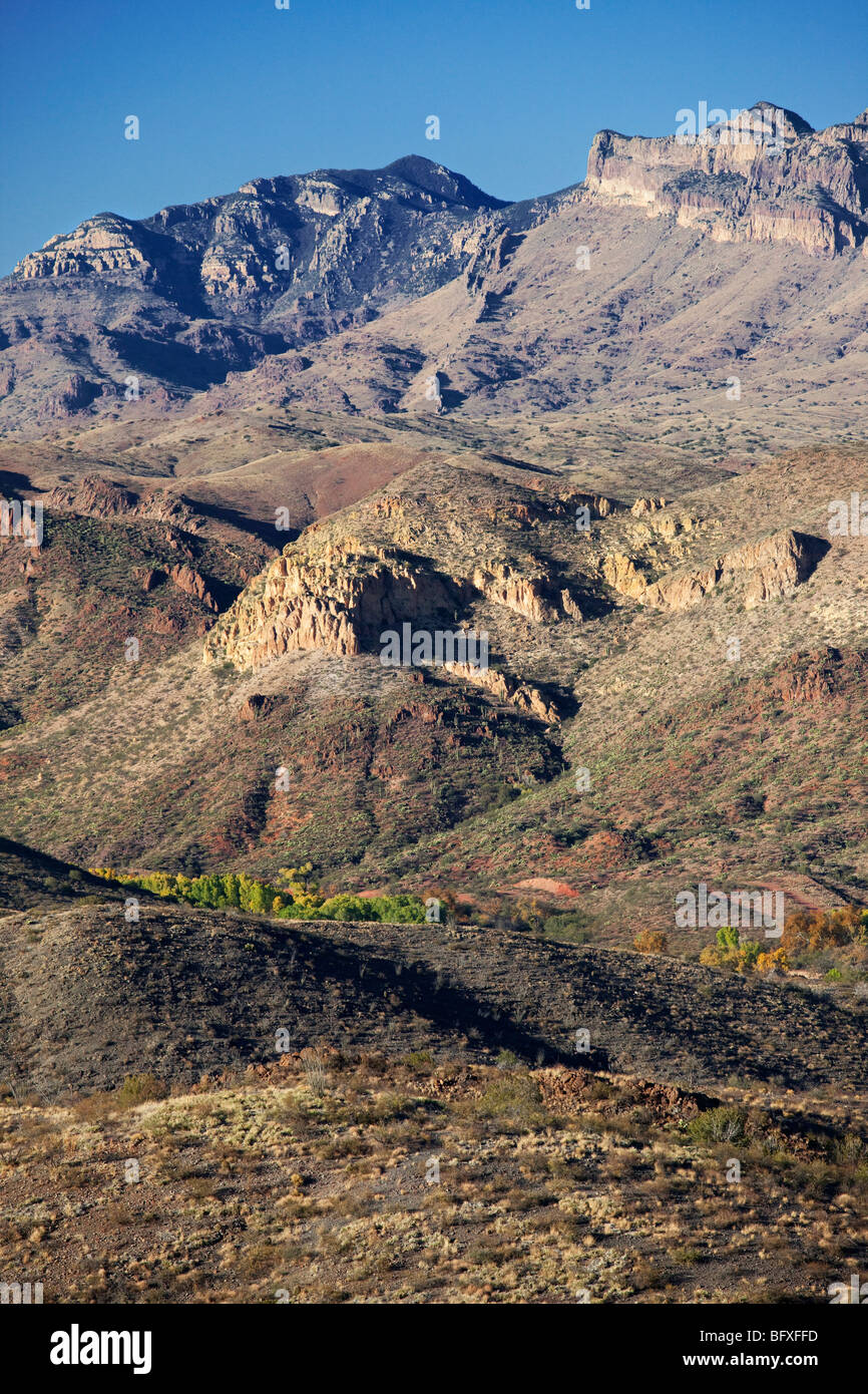 Galiuro Mountains seen along the scenic Vista Trail, Muleshoe Ranch, Arizona Stock Photo
