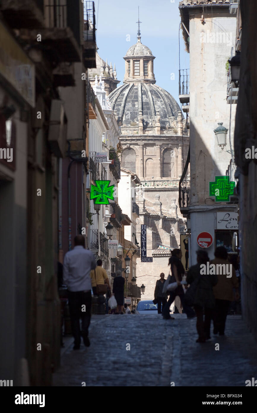 street scene beside cathedral, Granada, Spain Stock Photo