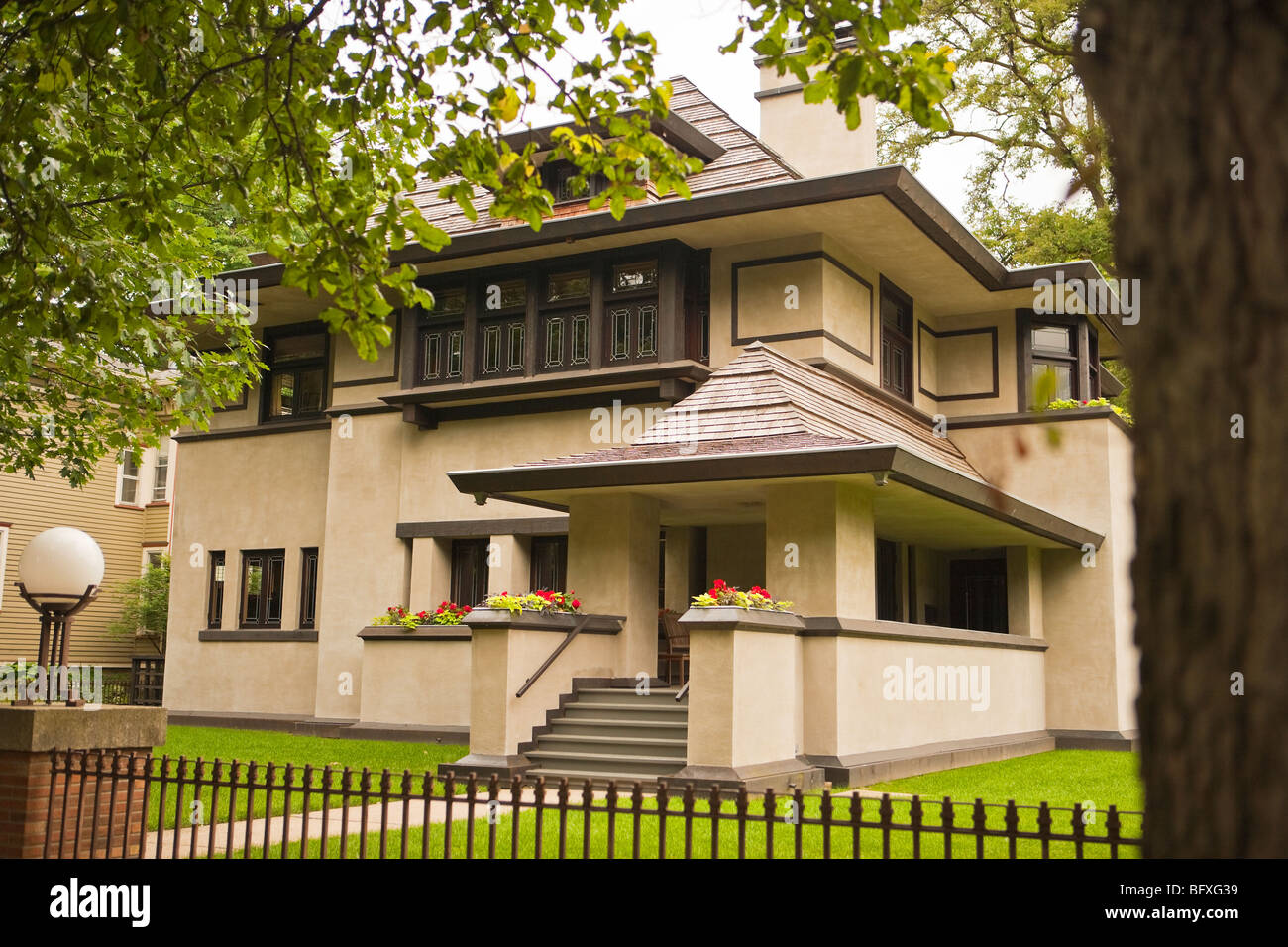 Hills-DeCaro House by architect Frank Lloyd Wright, Frank Lloyd Wright Historic District, Oak Park, Illinois, United States Stock Photo