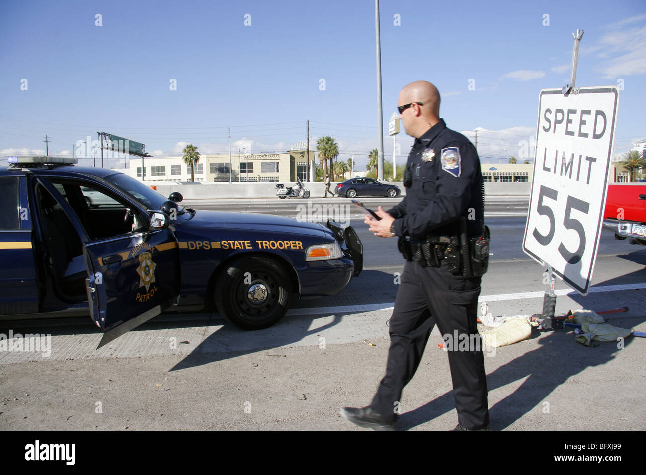 Nevada Highway Patrol State Trooper, Las Vegas. Stock Photo