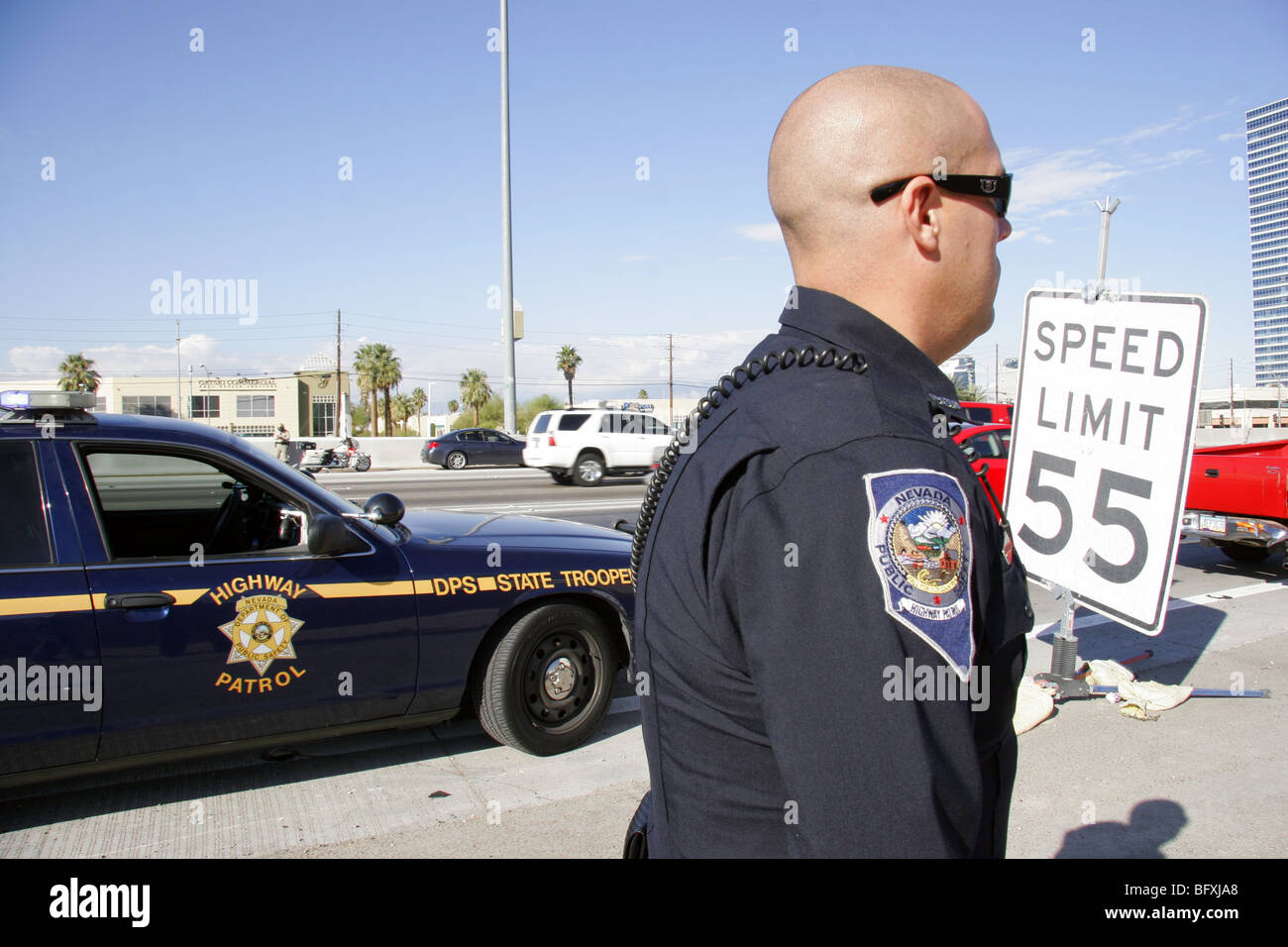 Nevada Highway Patrol State Trooper, Las Vegas. Stock Photo