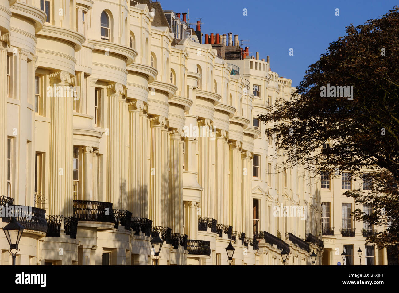 The distinctive Regency architecture of Brunswick Square in Hove on the borders of Brighton, Sussex Coast, UK. Pic Jim Holden Stock Photo