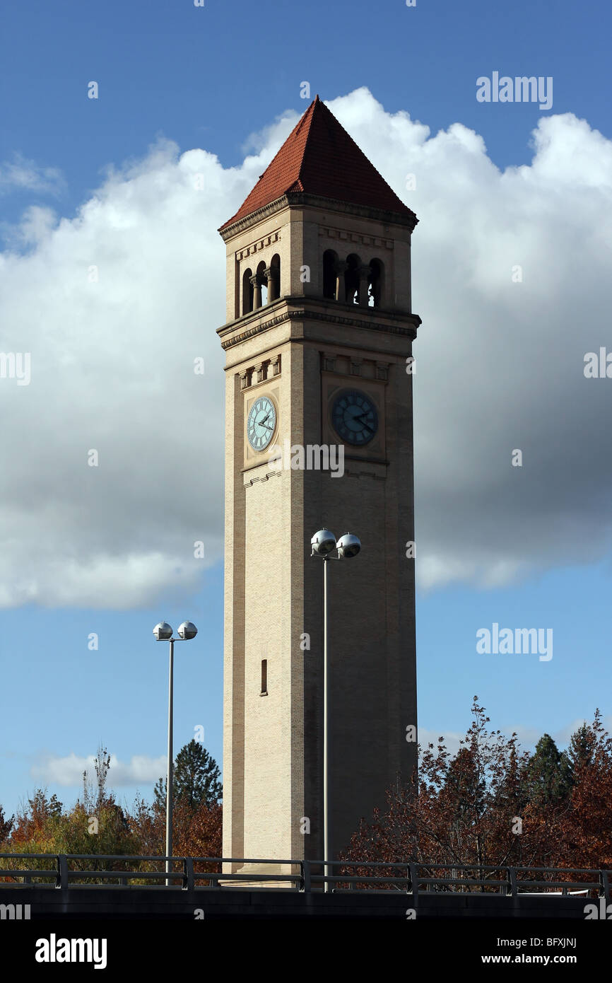 Spokane Riverfront Park Clock Tower, Spokane, Washington Stock Photo