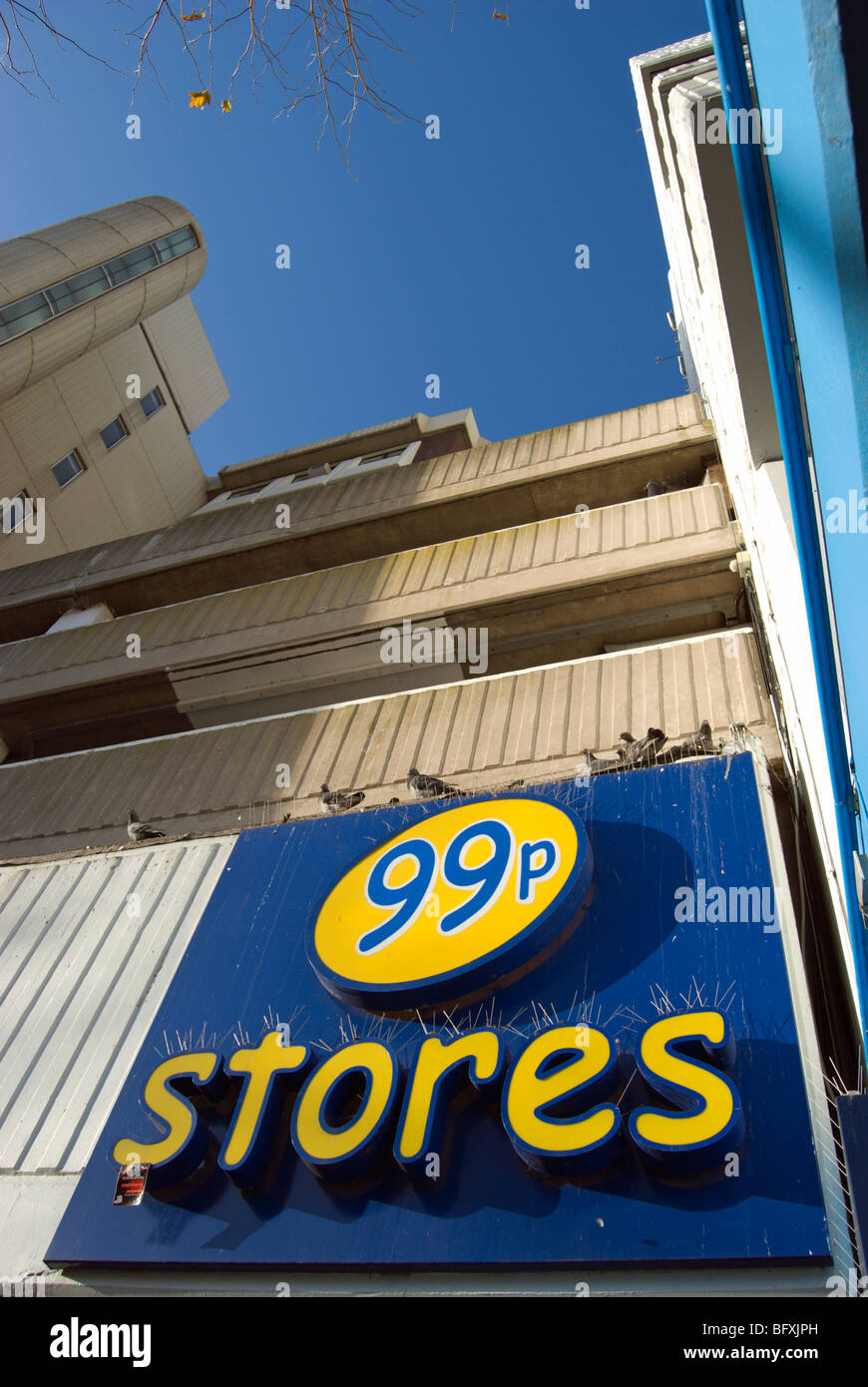 sign for 99p stores near a branch of the low cost supermarket chain in kingston upon thames