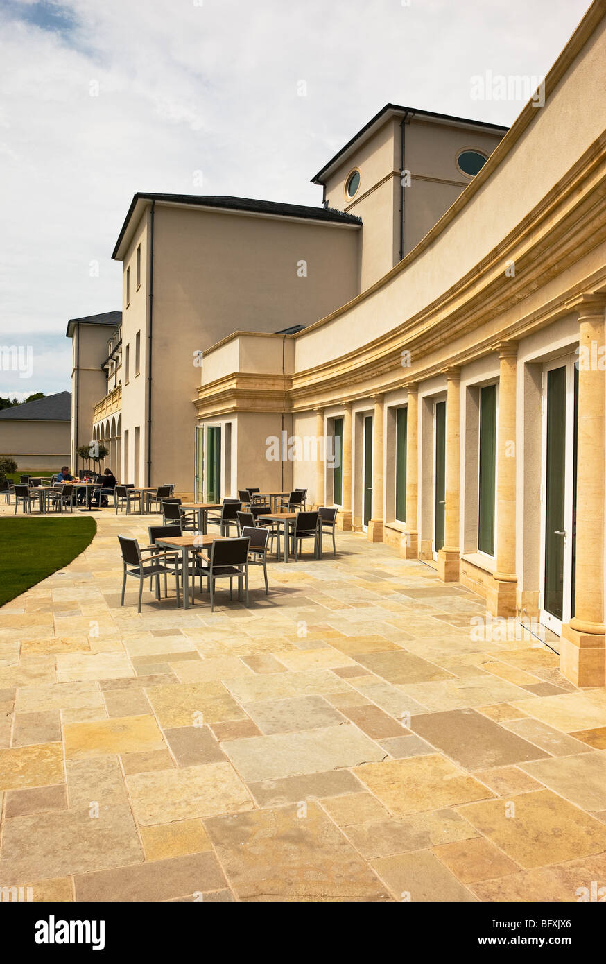 Sun terrace of the new (2009) country hotel at Bowood Wiltshire UK Stock Photo