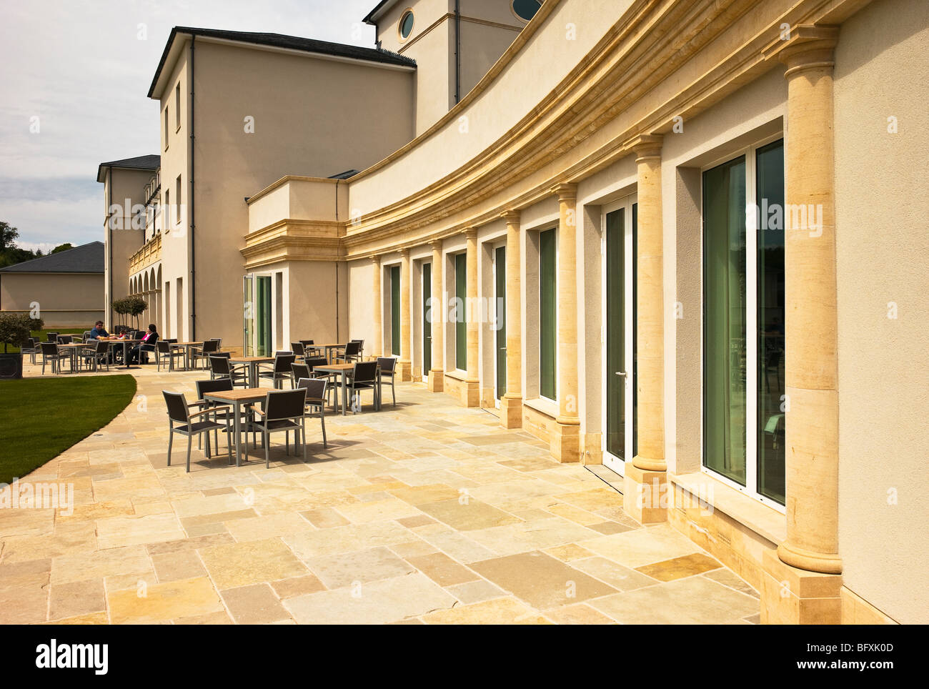 Sun terrace at the Bowood Country Hotel in Wiltshire UK Stock Photo