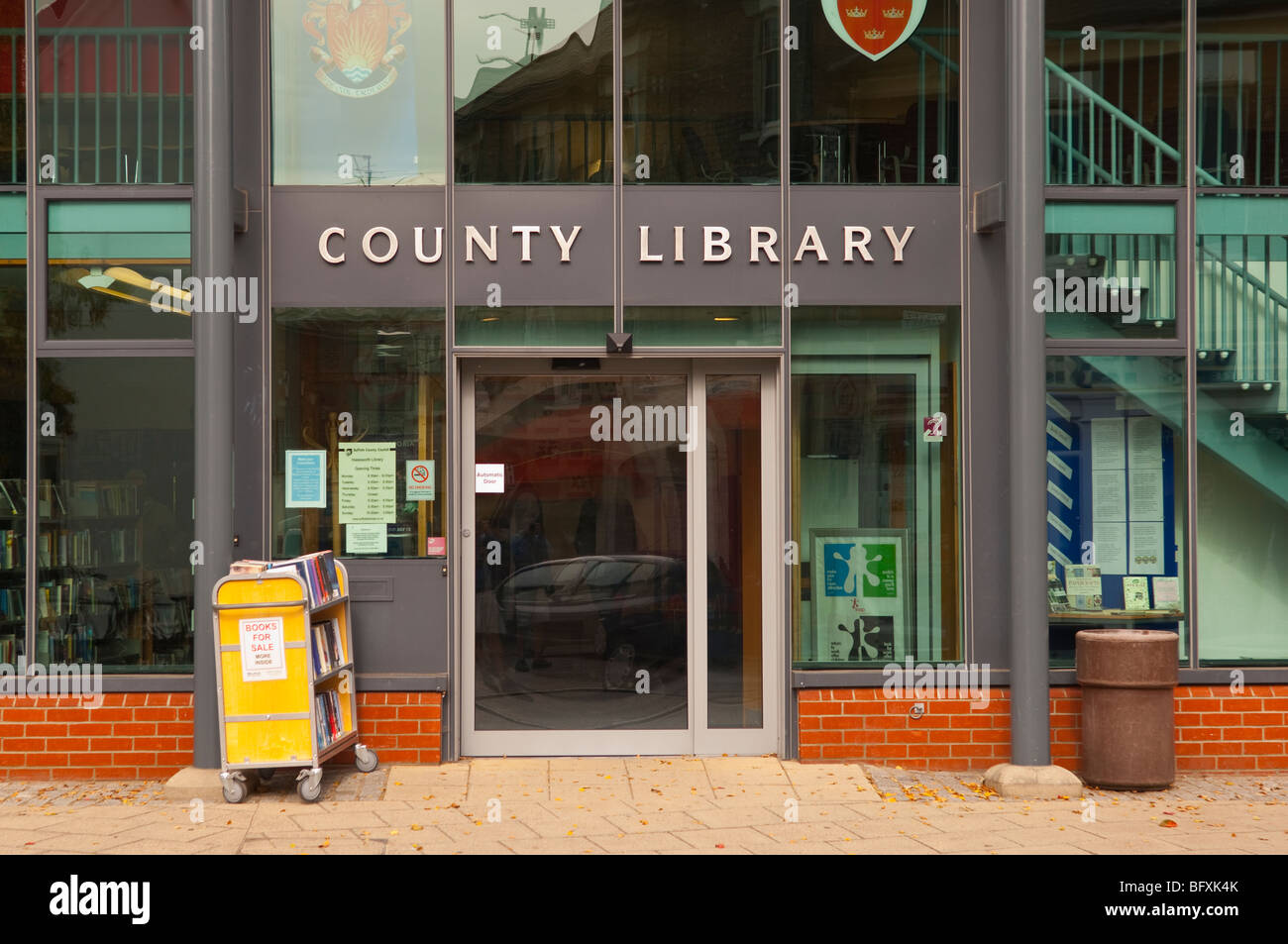 The County Library in the high street in Halesworth,Suffolk,Uk Stock Photo