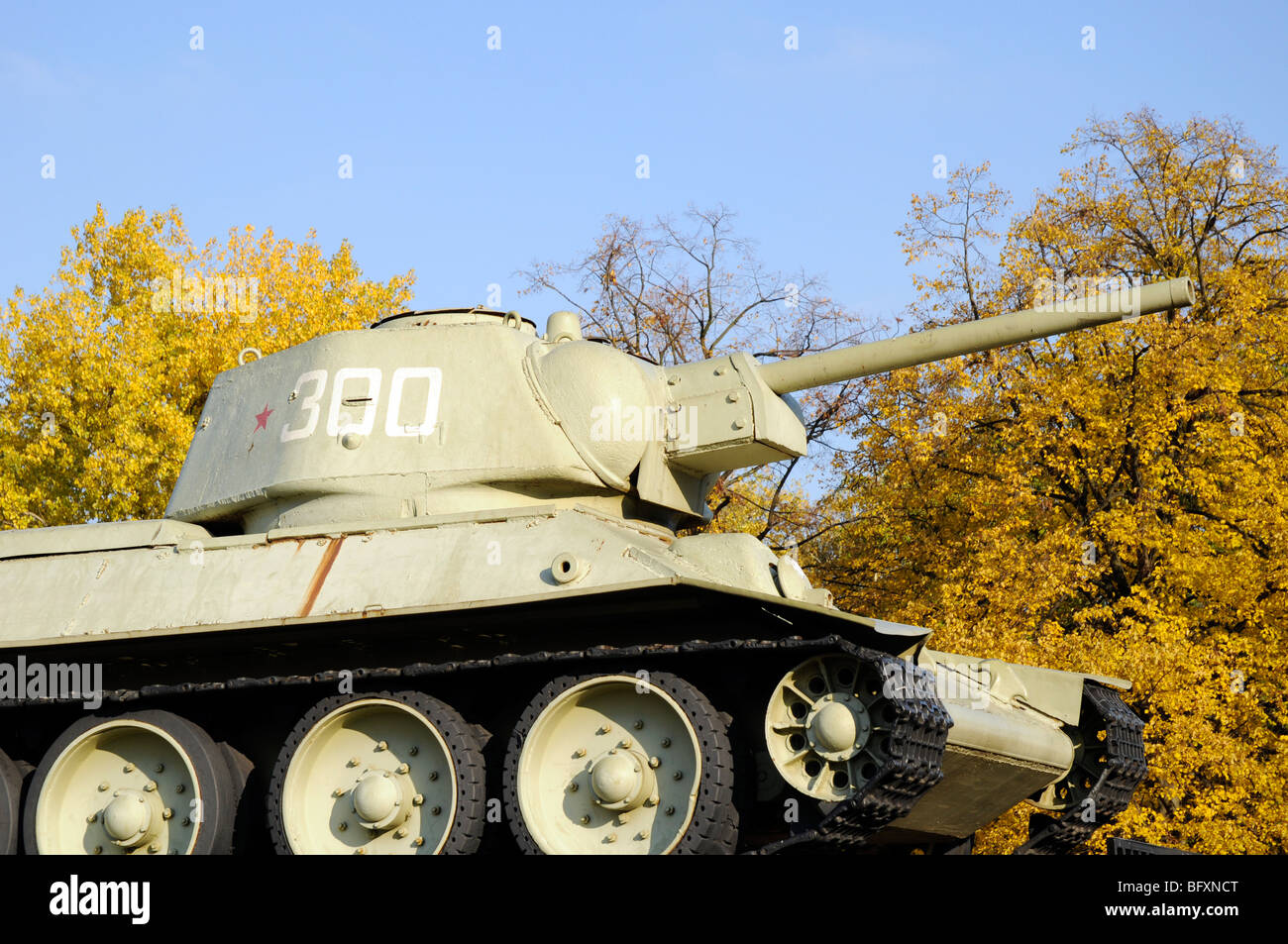 Soviet T-34 tank by the Soviet War Memorial, Berlin. Stock Photo