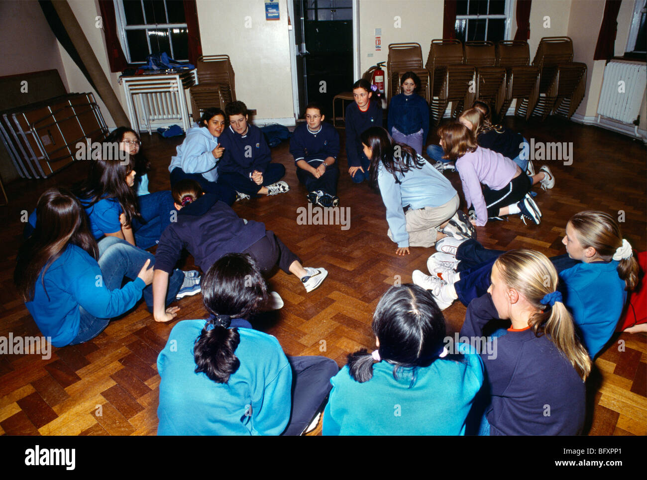 Girl Guides Playing Game Stock Photo Alamy
