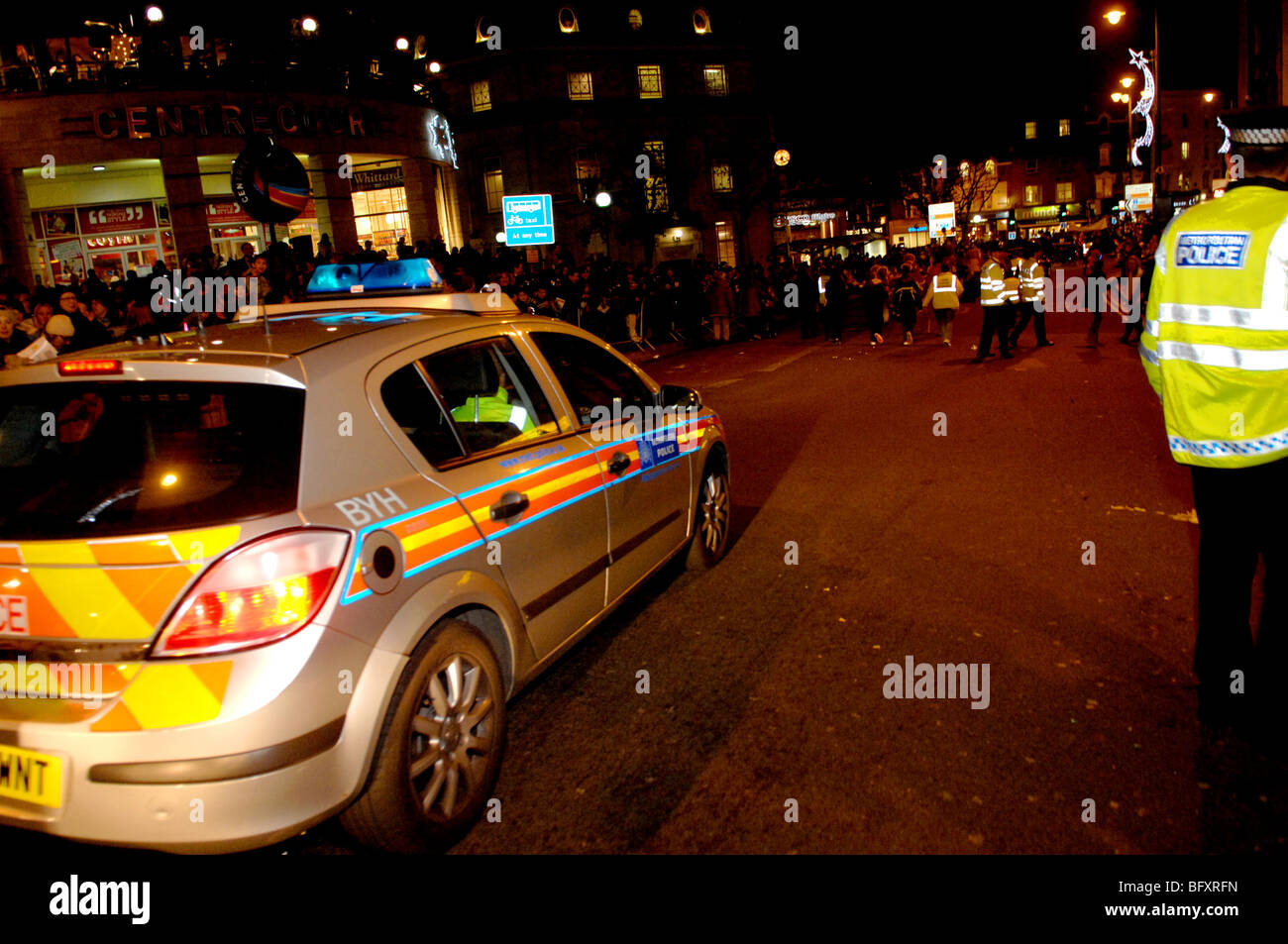 police car night incident Stock Photo
