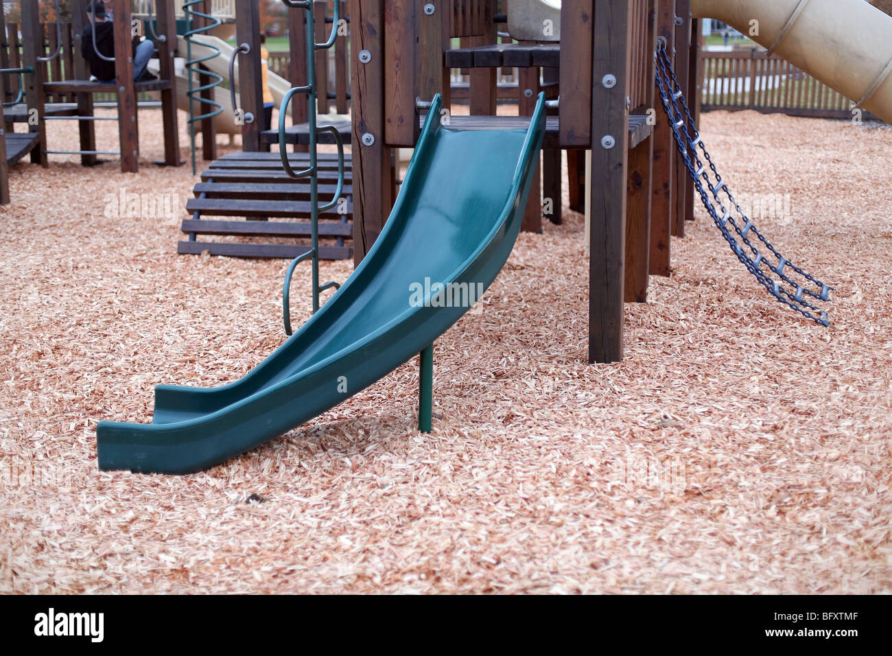 Neighborhood playground slide. Stock Photo