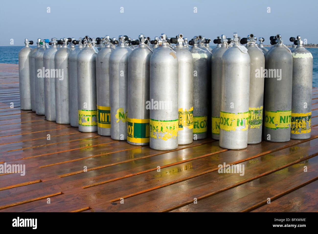 Oxygen Tanks for Scuba Diving Stock Photo Alamy