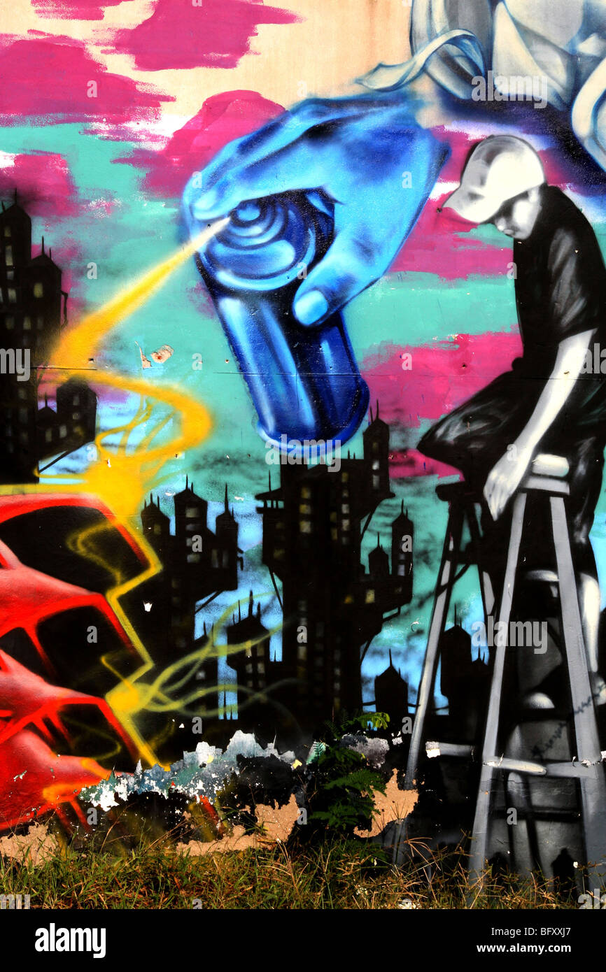 Thai graffiti art , many colours , Pattaya , Thailand Stock Photo Alamy